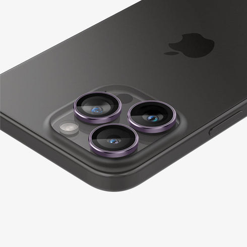 AGL07163 - iPhone 15 Pro / 15 Pro Max Optik Pro Lens Protector in natural titanium showing the device